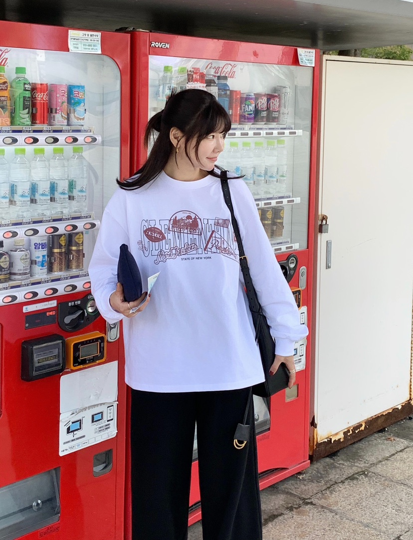 COURGETTE韓國代購㊣女裝新款人氣推薦休閑25秋冬真品長袖T恤COURGETTE長袖T恤