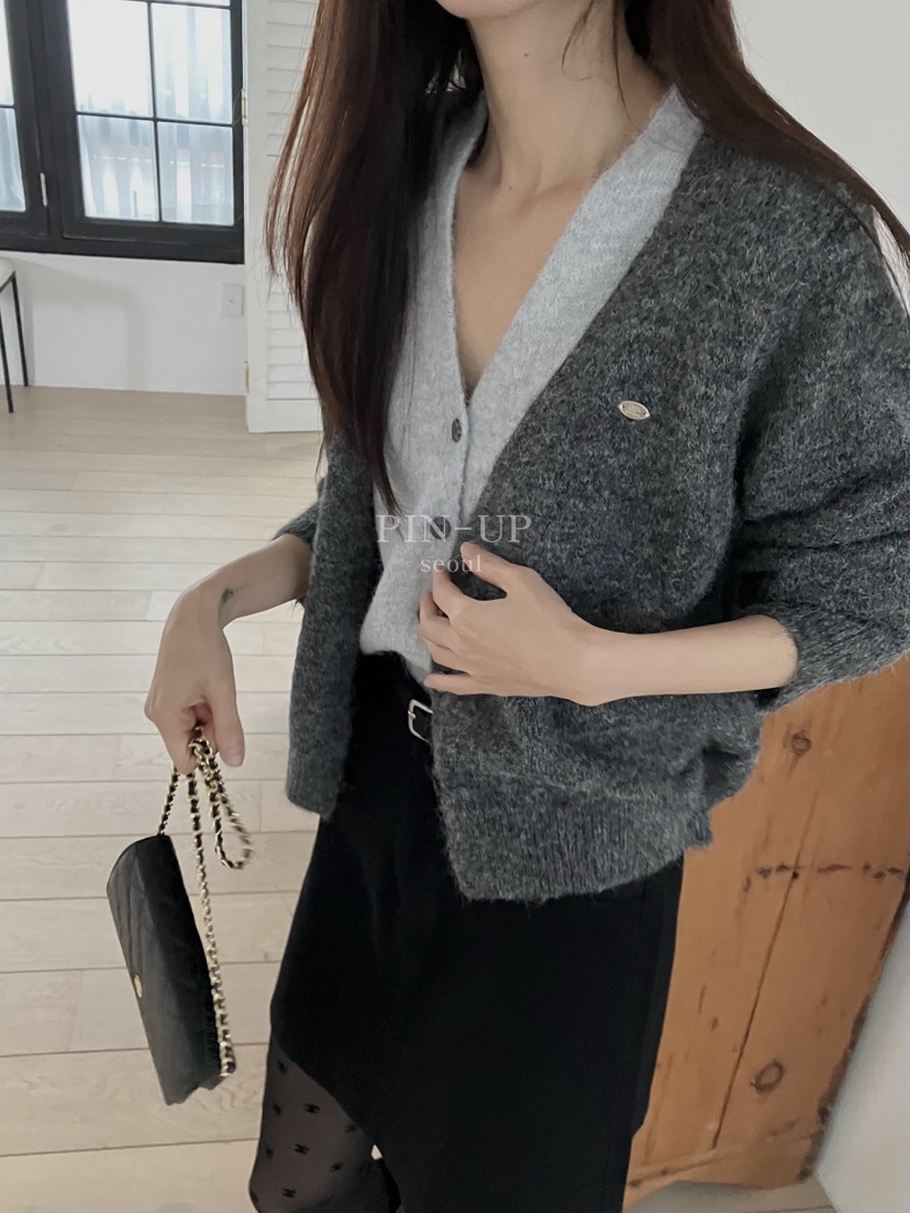 PIN-UP東大門㊣代購女裝新款休閑時尚推薦真品針織衫雙層開衫PIN-UP針織衫