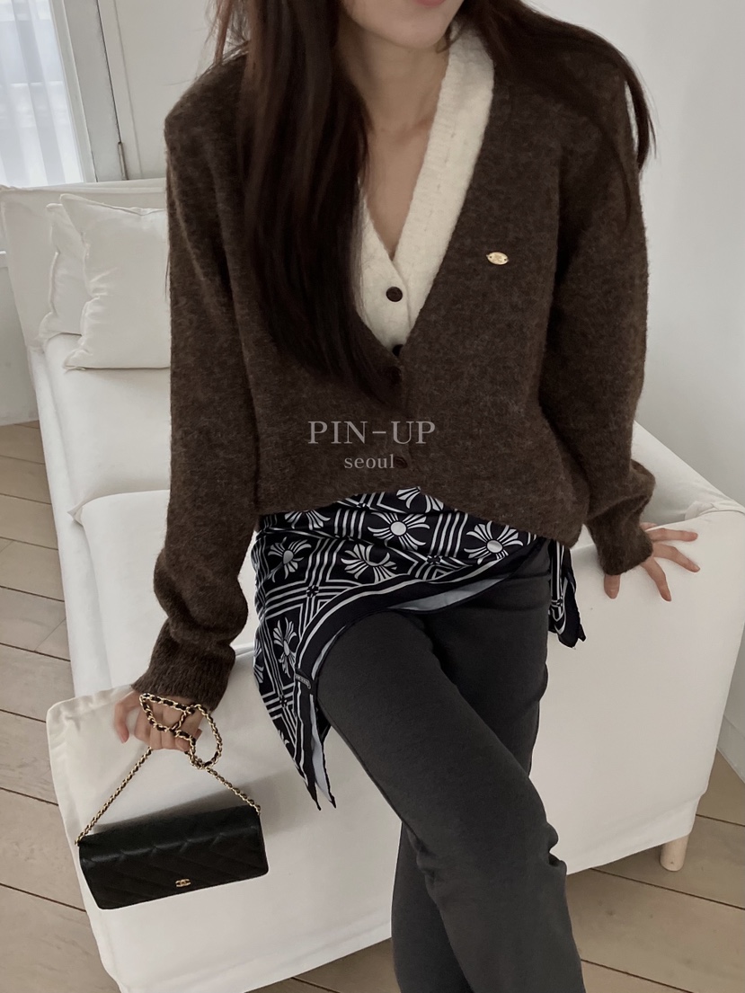 PIN-UP東大門㊣代購女裝新款休閑時尚推薦真品針織衫雙層開衫PIN-UP針織衫