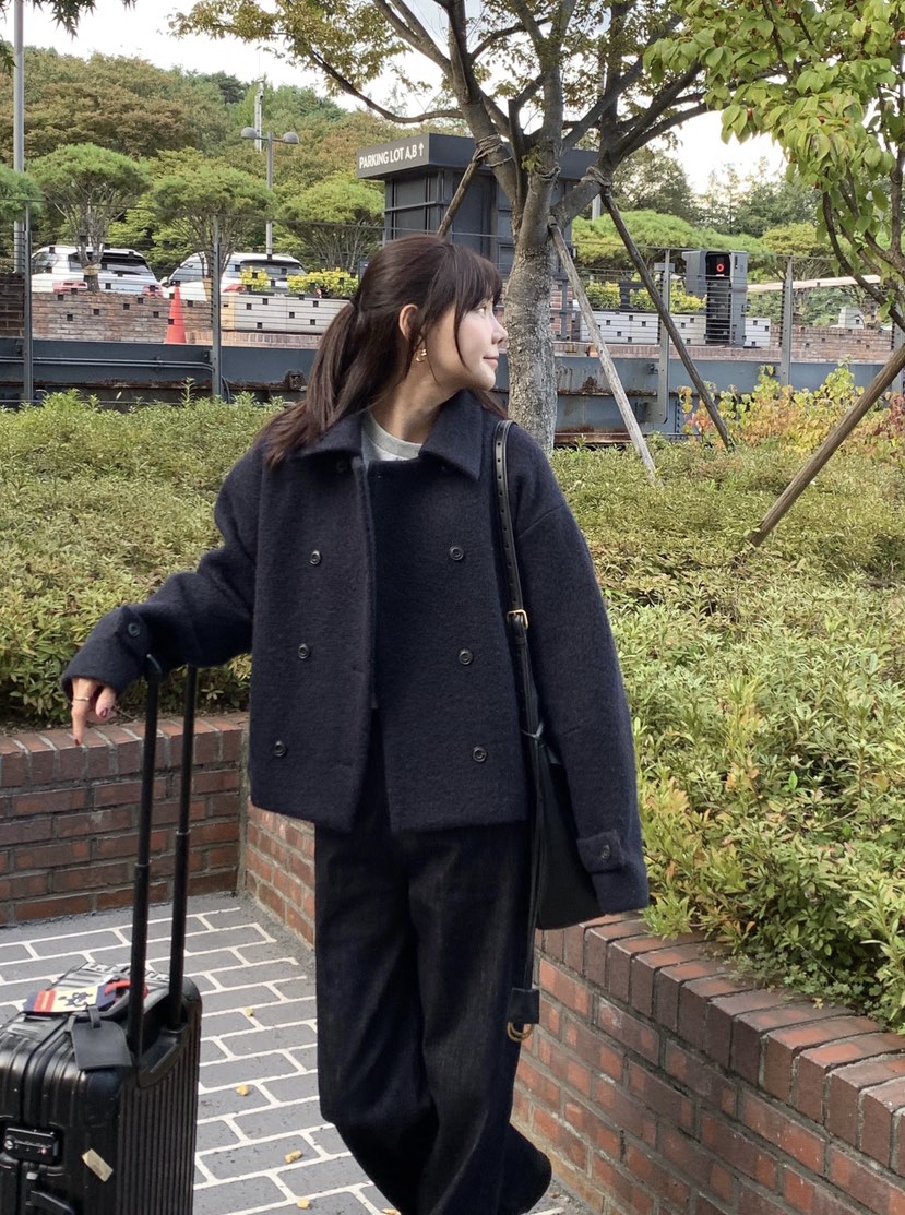 COURGETTE東大門㊣實拍女裝新款休閑25秋冬人氣職業短款大衣COURGETTE短款大衣