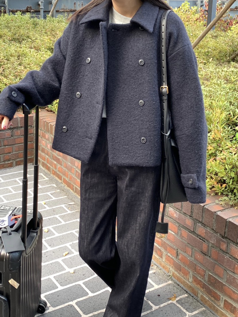 COURGETTE東大門㊣實拍女裝新款休閑25秋冬人氣職業短款大衣COURGETTE短款大衣圖色1