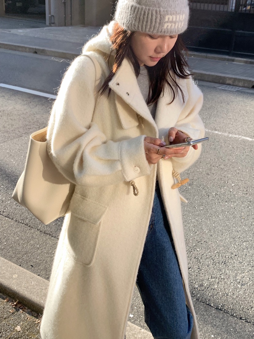 COURGETTE韓國直郵㊣女士新品25秋冬熱賣時尚休閑中長款大衣COURGETTE中長款大衣