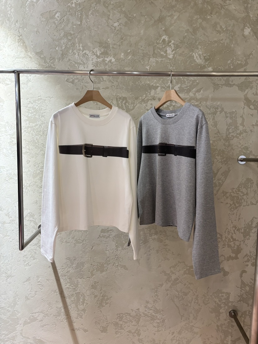 PIN-UP韓國直郵㊣女裝新品休閑人氣真品熱賣25秋冬長袖T恤腰帶PIN-UP長袖T恤