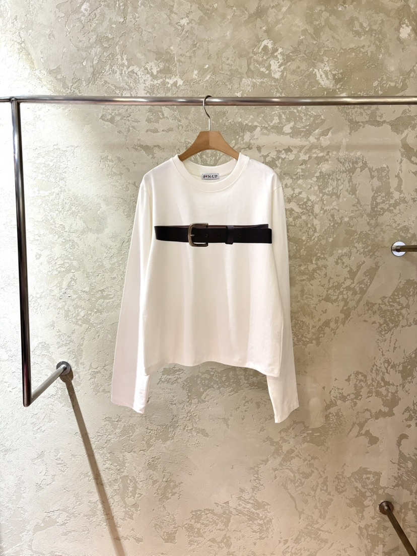 PIN-UP韓國直郵㊣女裝新品休閑人氣真品熱賣25秋冬長袖T恤腰帶PIN-UP長袖T恤圖色1