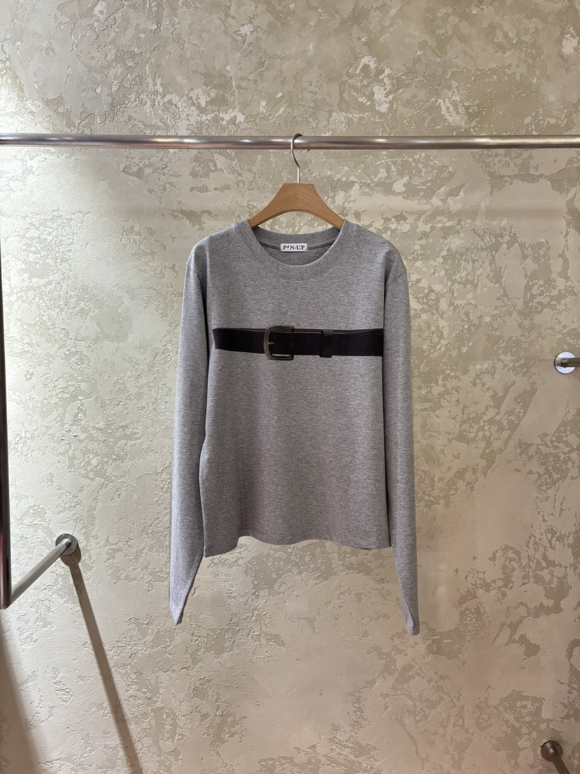 PIN-UP韓國直郵㊣女裝新品休閑人氣真品熱賣25秋冬長袖T恤腰帶PIN-UP長袖T恤圖色2