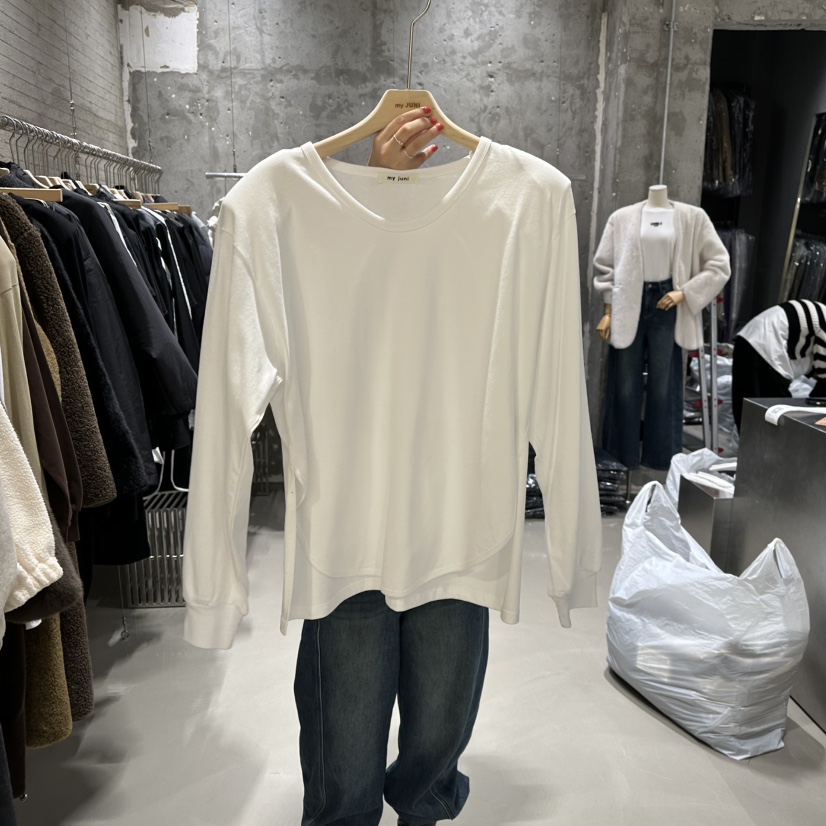 JUNI韓國直郵㊣女士新品休閑職業推薦真品25秋冬時尚長袖T恤my juni長袖T恤圖色1
