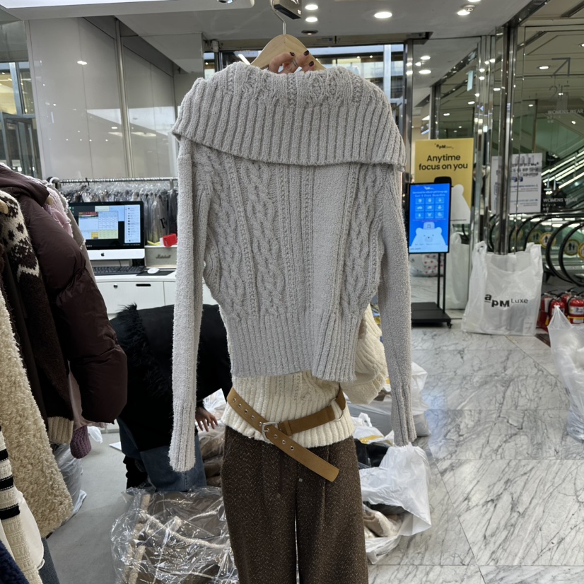 FOUNDATION韓國直郵㊣女裝新品25秋冬職業針織衫不含腰帶拉鏈FOUNDATION針織衫