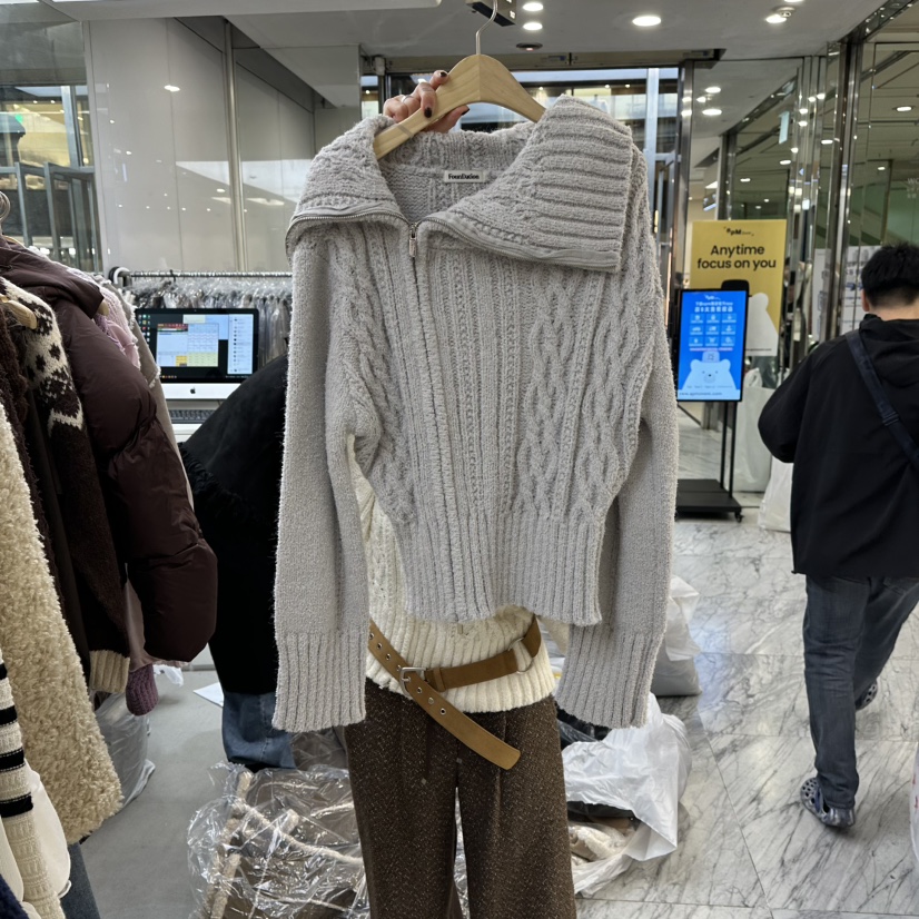FOUNDATION韓國直郵㊣女裝新品25秋冬職業針織衫不含腰帶拉鏈FOUNDATION針織衫圖色2