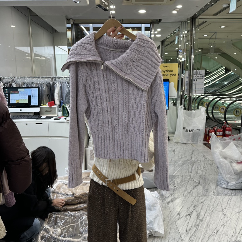 FOUNDATION韓國直郵㊣女裝新品25秋冬職業針織衫不含腰帶拉鏈FOUNDATION針織衫圖色3