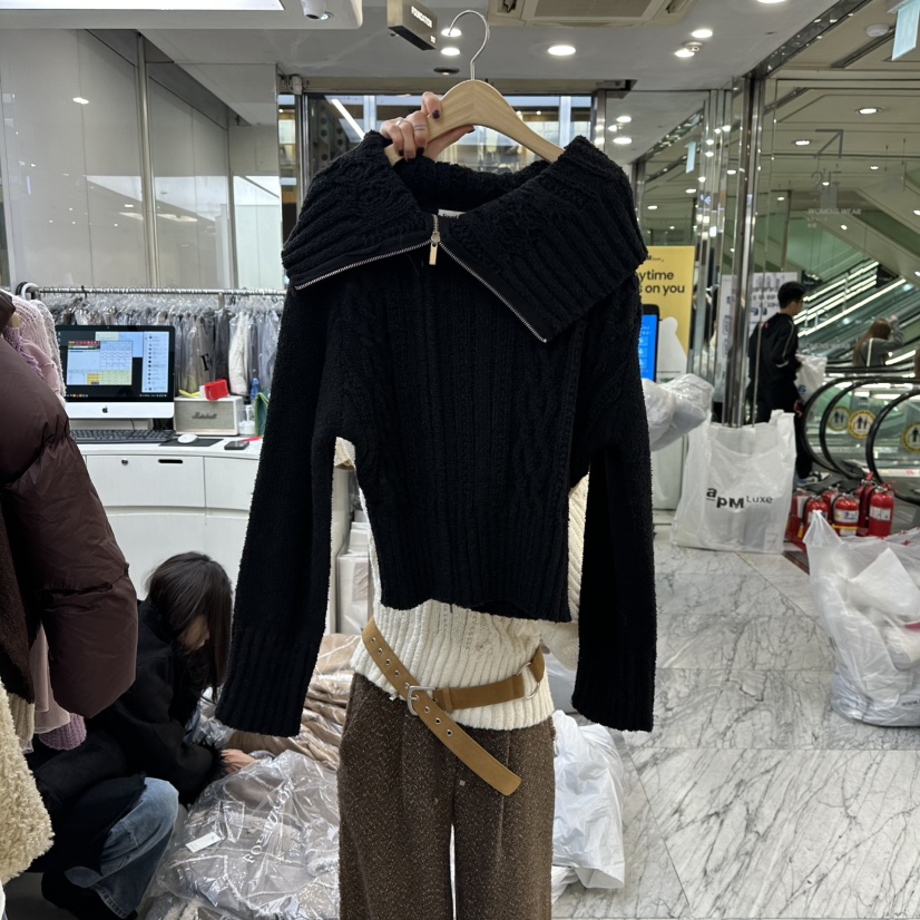 FOUNDATION韓國直郵㊣女裝新品25秋冬職業針織衫不含腰帶拉鏈FOUNDATION針織衫圖色4