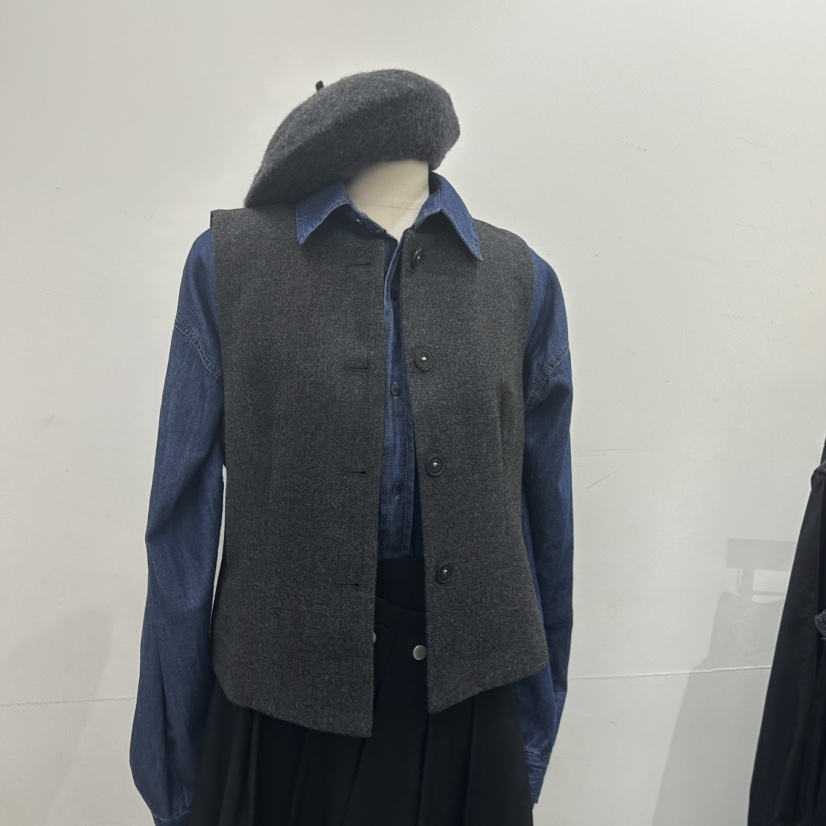 REPELLER東大門㊣直郵女裝新品推薦職業25秋冬馬甲不含內搭羊毛REPELLER馬甲圖色1墨色