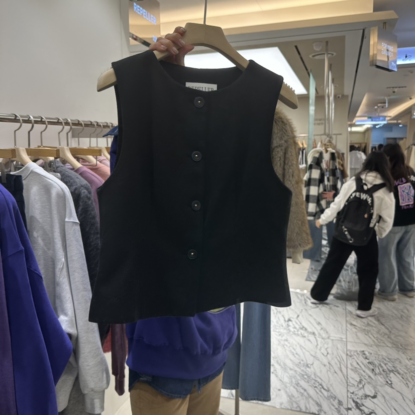 REPELLER東大門㊣直郵女裝新品推薦職業25秋冬馬甲不含內搭羊毛REPELLER馬甲圖色2黑色