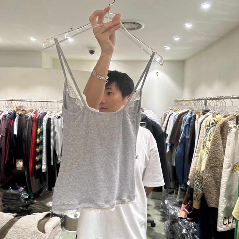 JERRY HALL-P韓國代購㊣女裝新品推薦熱賣吊帶背心系帶拼色JERRY HALL吊帶/背心