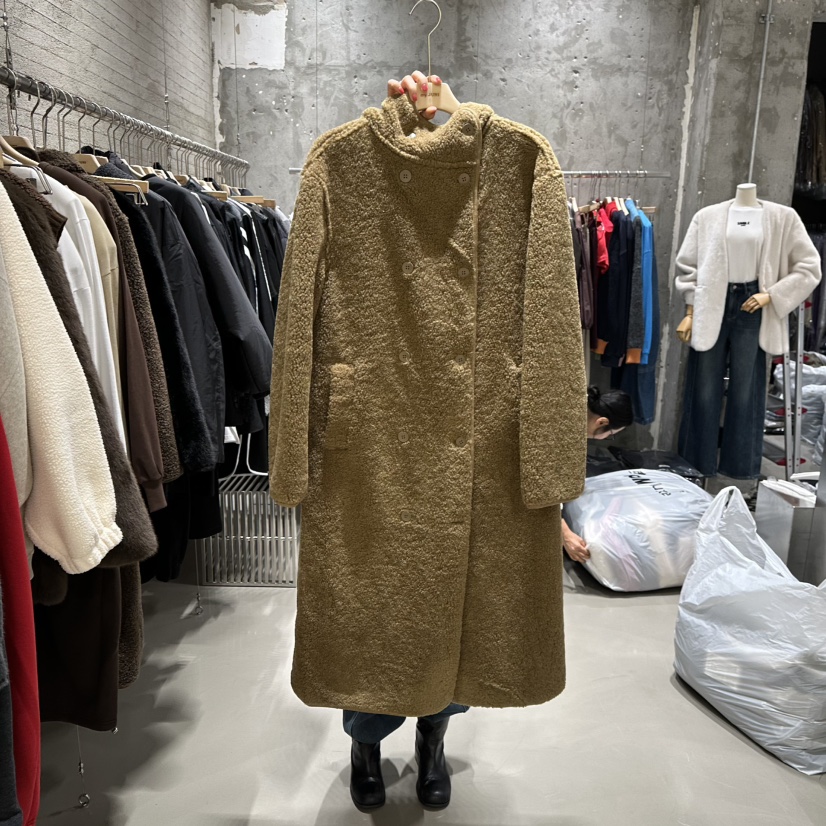 JUNI東大門㊣直郵女士新款推薦人氣熱賣25秋冬長款風衣羊毛兜帽my juni長款風衣圖色1