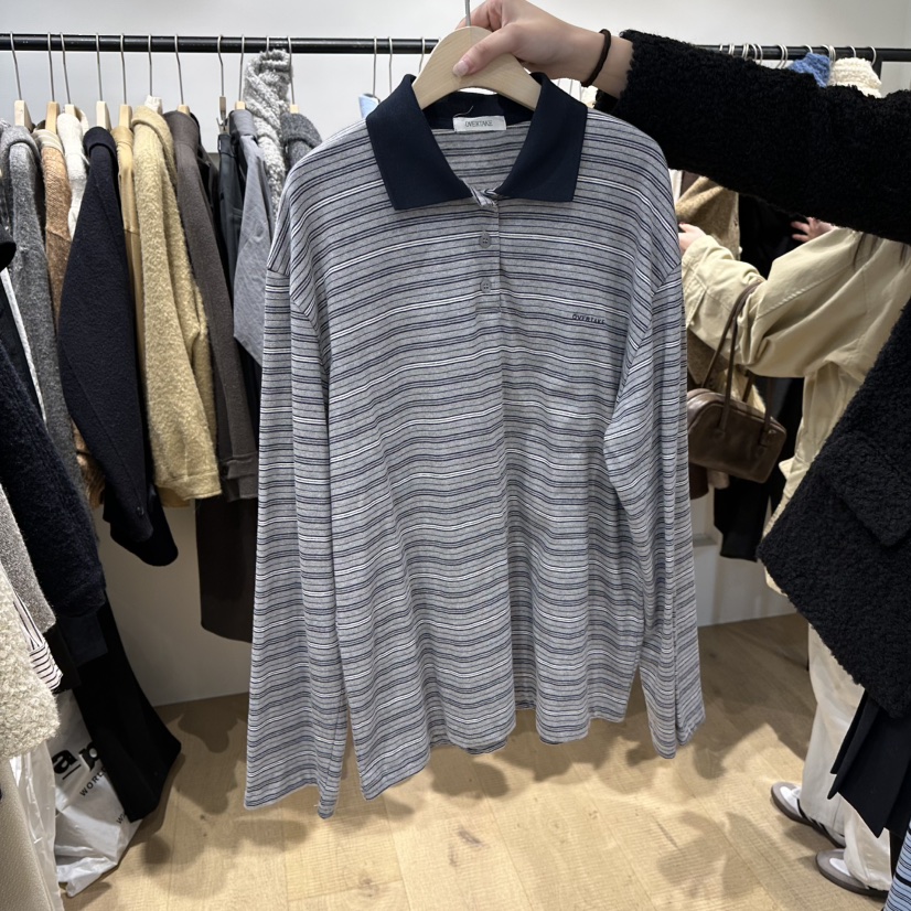 OVERTAKE韓國直郵㊣女裝新款休閑人氣真品職業熱賣推薦長袖T恤OVERTAKE長袖T恤圖色2