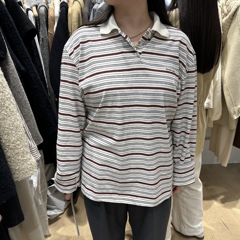 OVERTAKE韓國直郵㊣女裝新款休閑人氣真品職業熱賣推薦長袖T恤OVERTAKE長袖T恤圖色3