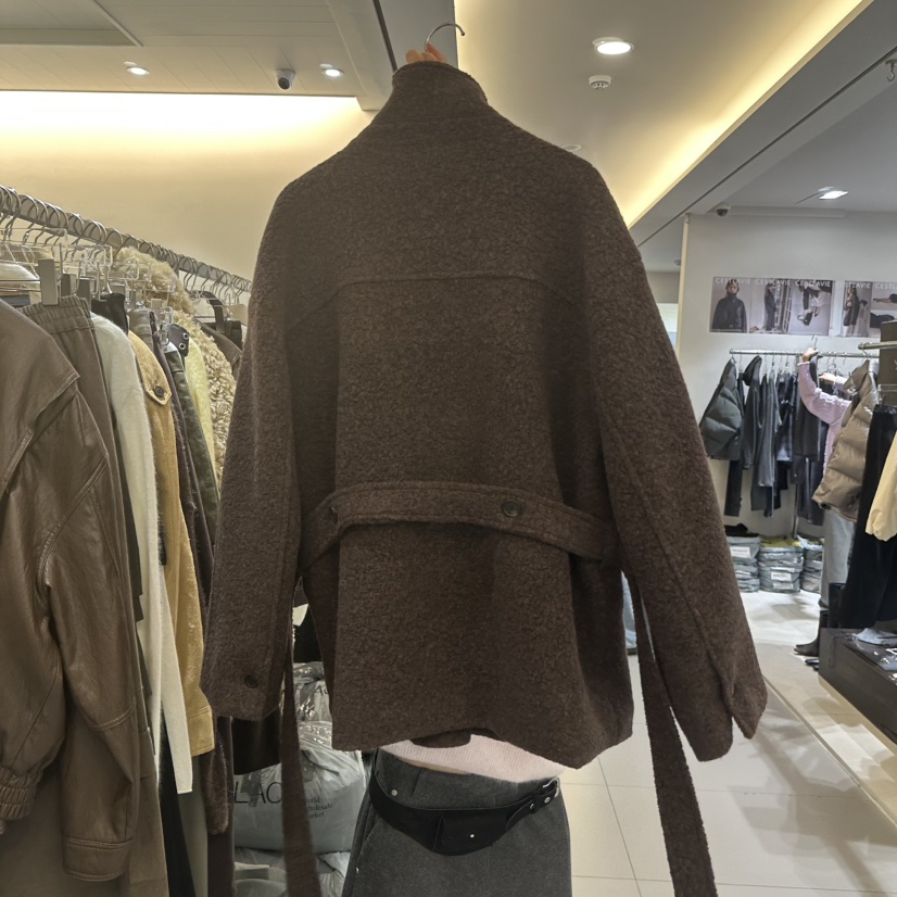 MOST OF ALL U東大門㊣代購女裝新品25秋冬短款大衣羊毛羊駝毛MOST OF ALL U短款大衣