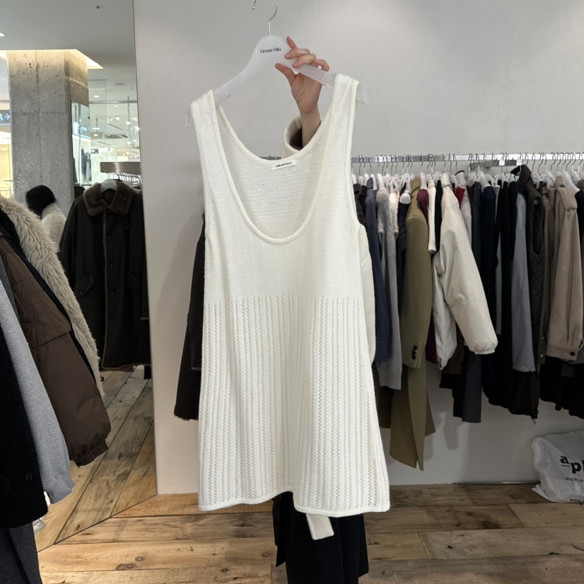 CREAM VILLA韓國代購㊣女裝新品人氣連衣裙鉤針編織安哥拉CREAMVILLA連衣裙圖色1