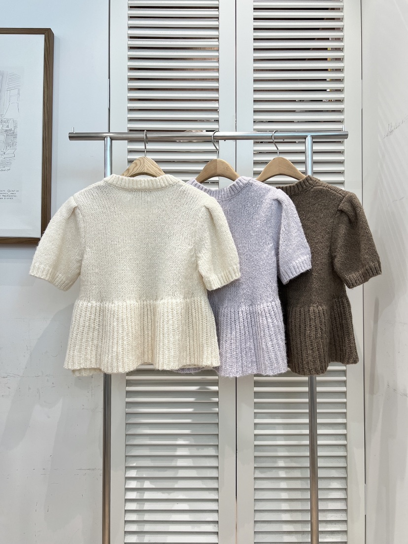 FAVE-L韓國代購㊣女裝新品25秋冬時尚職業真品針織衫荷葉邊FAVE-L針織衫