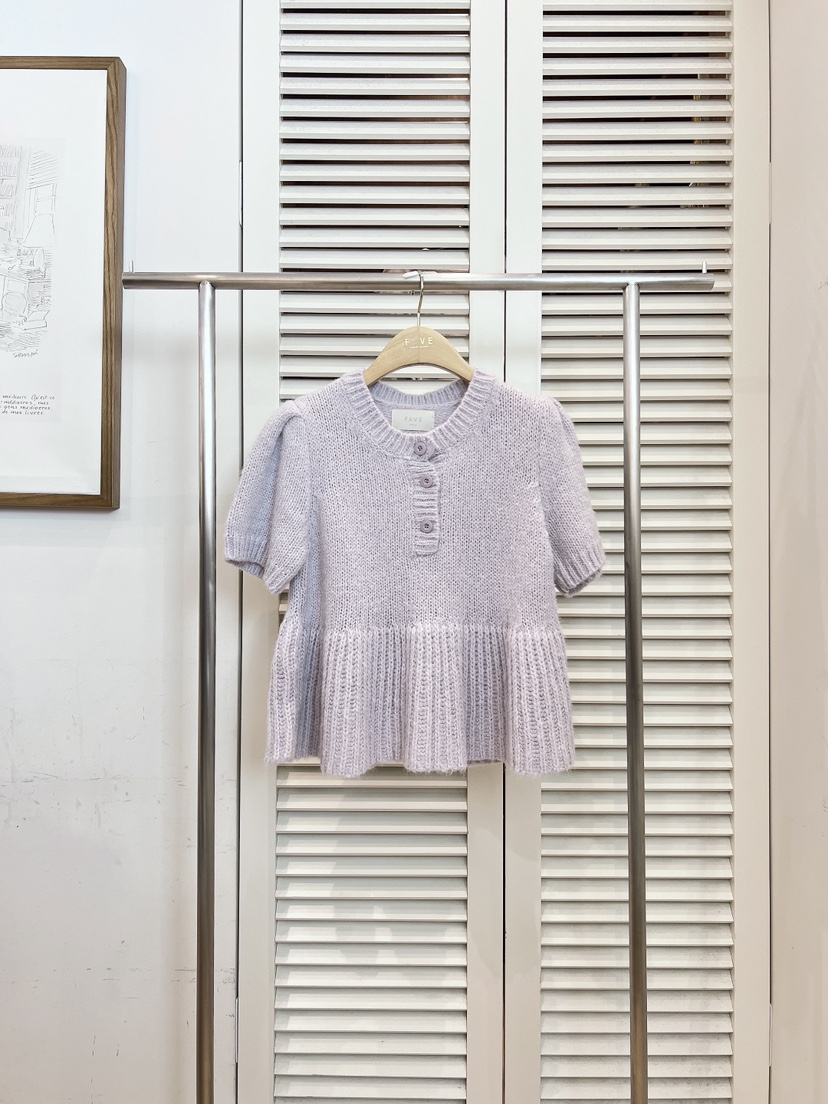 FAVE-L韓國代購㊣女裝新品25秋冬時尚職業真品針織衫荷葉邊FAVE-L針織衫圖色2