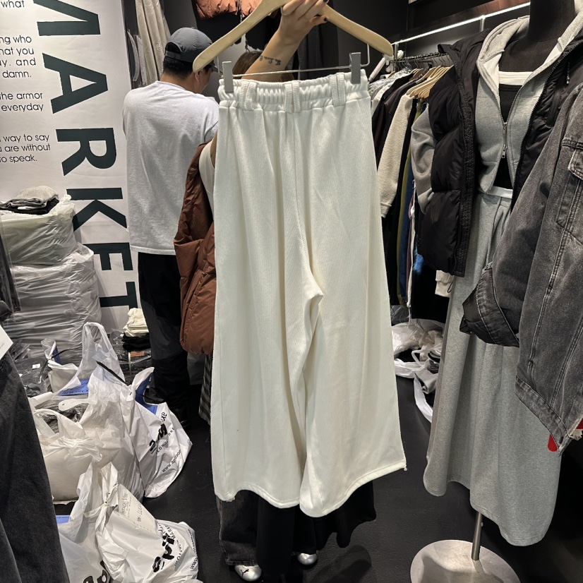 EL BOSQUE東大門㊣代購女裝新品推薦休閑25秋冬休閑褲羊毛羅紋EL BOSQUE休閑褲