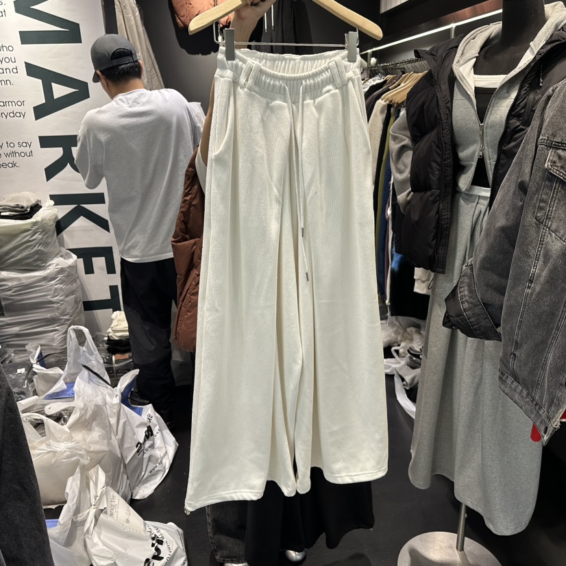 EL BOSQUE東大門㊣代購女裝新品推薦休閑25秋冬休閑褲羊毛羅紋EL BOSQUE休閑褲圖色1