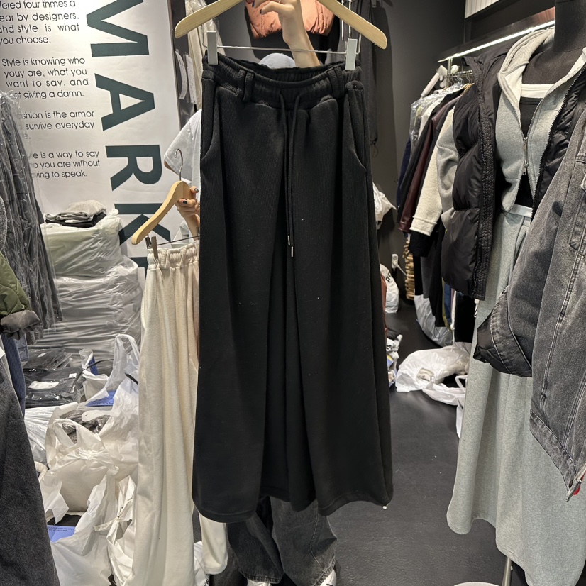 EL BOSQUE東大門㊣代購女裝新品推薦休閑25秋冬休閑褲羊毛羅紋EL BOSQUE休閑褲圖色3