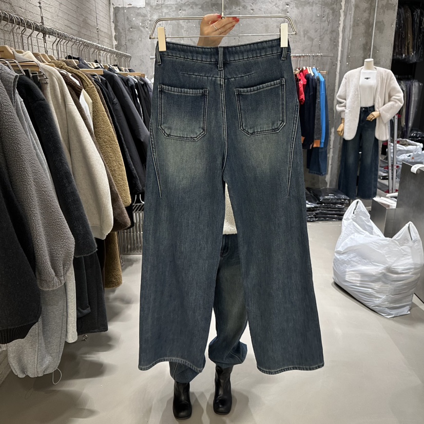 JUNI韓國代購㊣女裝新品25秋冬職業真品人氣推薦休閑牛仔褲my juni牛仔褲