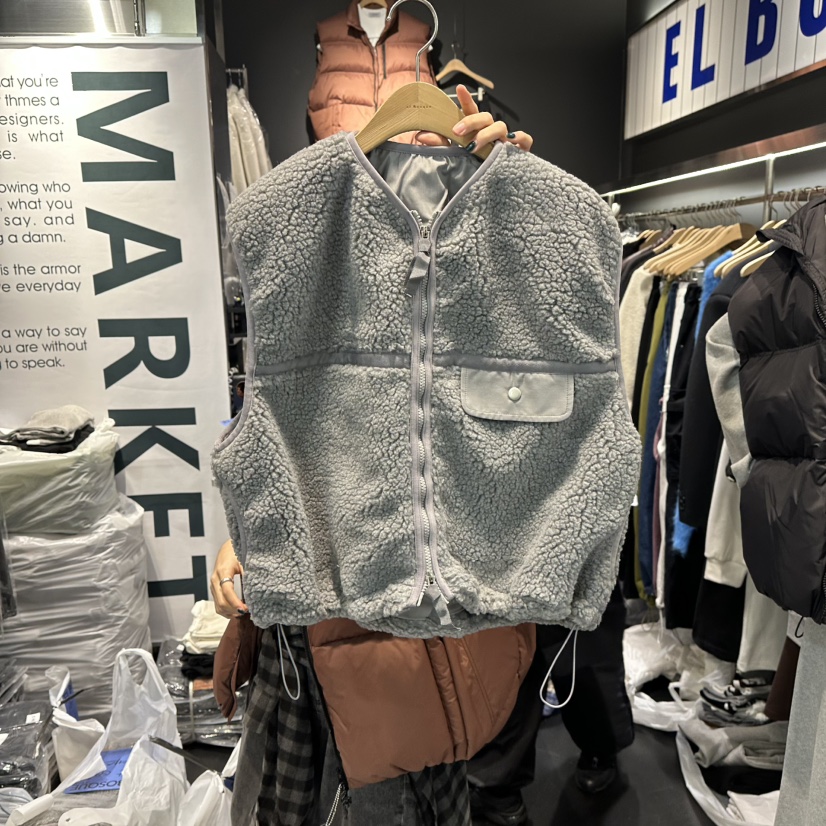 EL BOSQUE韓國直郵㊣女士新款推薦休閑時尚馬甲不含內搭口袋EL BOSQUE馬甲圖色2