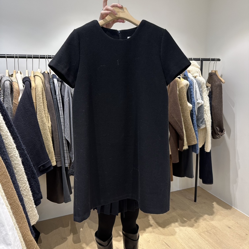 OVERTAKE韓國代購㊣女裝新品25秋冬休閑推薦人氣連衣裙羊毛OVERTAKE連衣裙圖色2