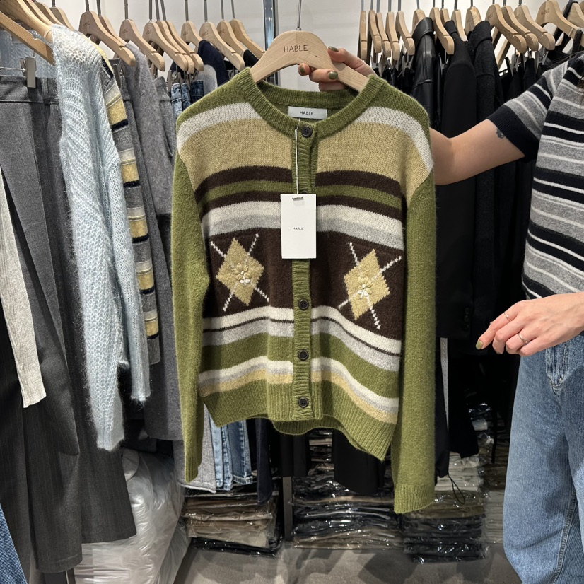 HABLE東大門㊣實拍女裝新款職業真品時尚人氣25秋冬針織衫開衫HABLE針織衫圖色2