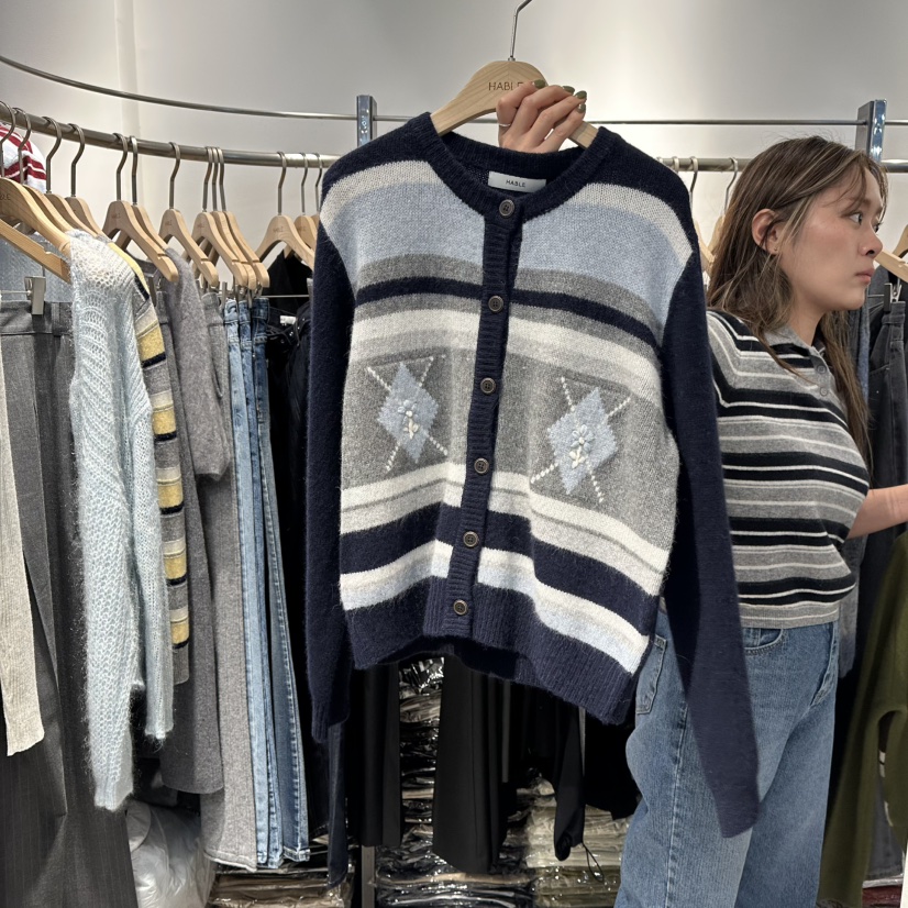 HABLE東大門㊣實拍女裝新款職業真品時尚人氣25秋冬針織衫開衫HABLE針織衫圖色3