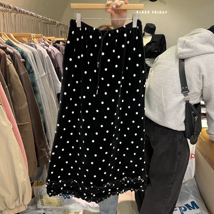 BLACKFRIDAY東大門㊣代購女士新品真品25秋冬時尚長裙天鵝絨BLACK FRIDAY長裙圖色1