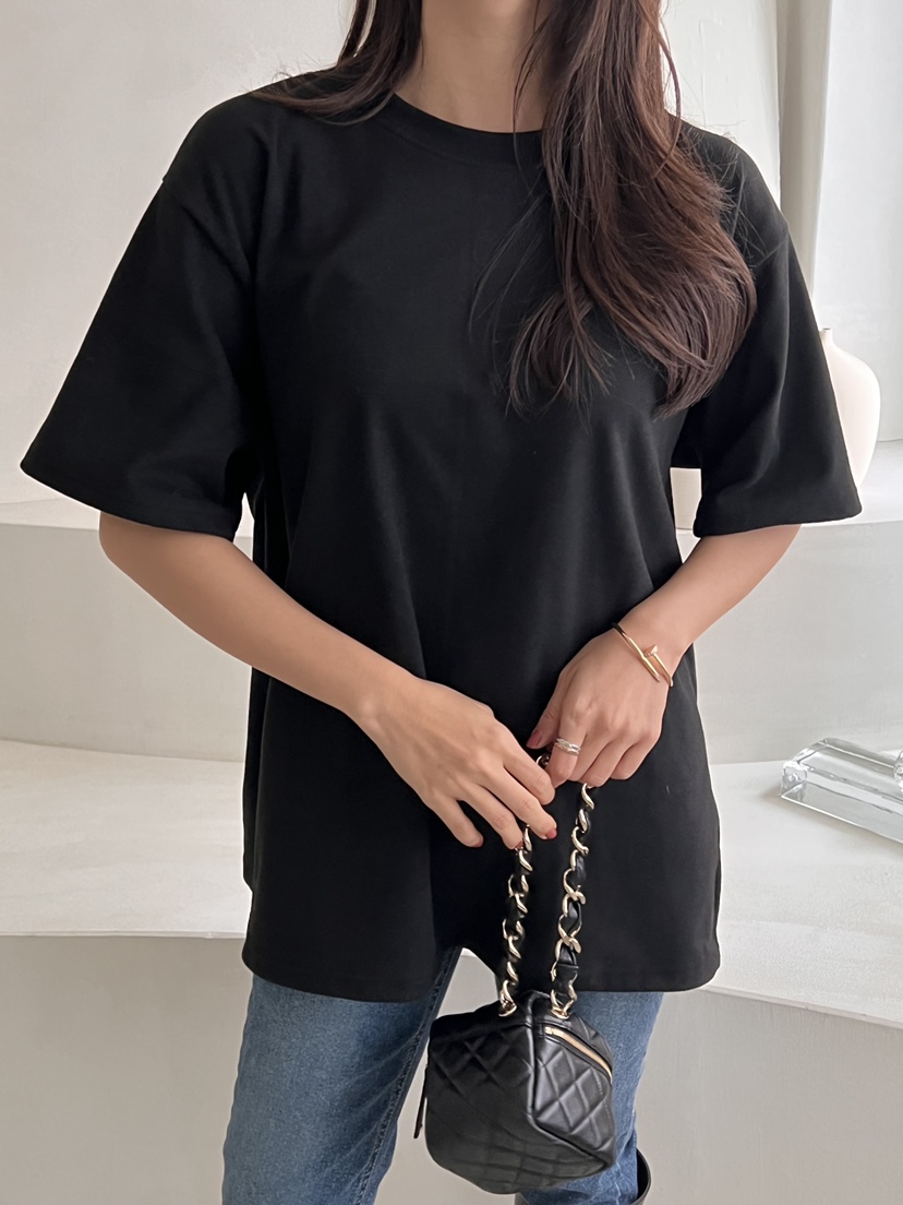 DEMAR東大門㊣實拍女士新品時尚人氣25秋冬休閑職業真品T恤DEMART恤圖色2黑