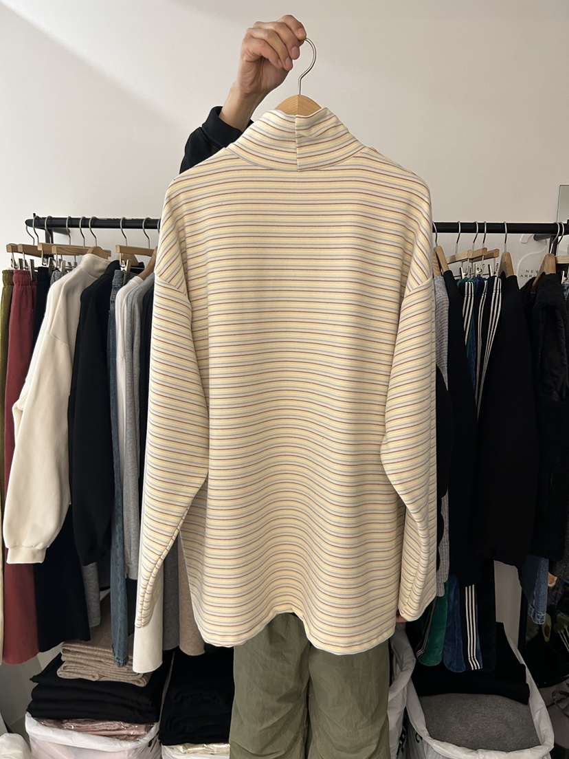 AS THOUGHT東大門㊣實拍女裝新款休閑職業時尚長袖T恤條紋AS THOUGHT長袖T恤