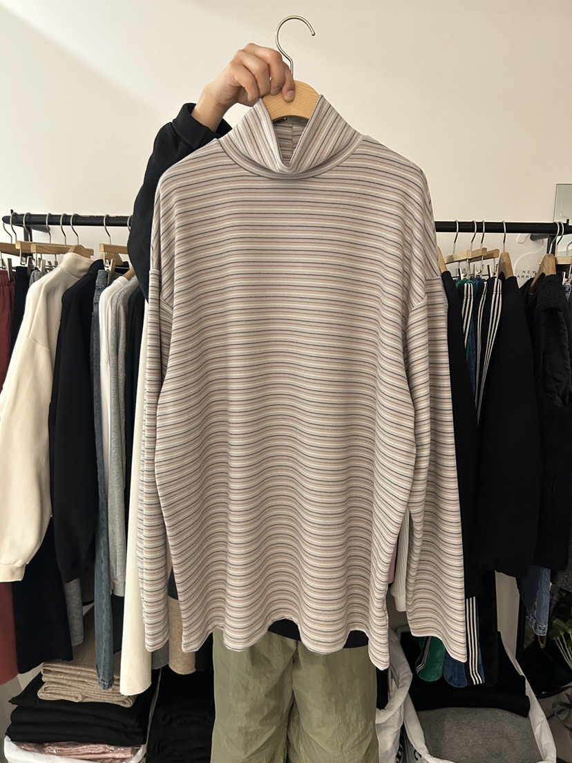 AS THOUGHT東大門㊣實拍女裝新款休閑職業時尚長袖T恤條紋AS THOUGHT長袖T恤圖色2