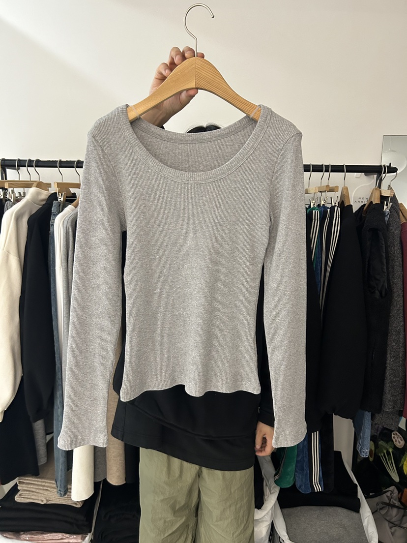 AS THOUGHT韓國代購㊣女士新款休閑25秋冬職業時尚長袖T恤AS THOUGHT長袖T恤圖色2