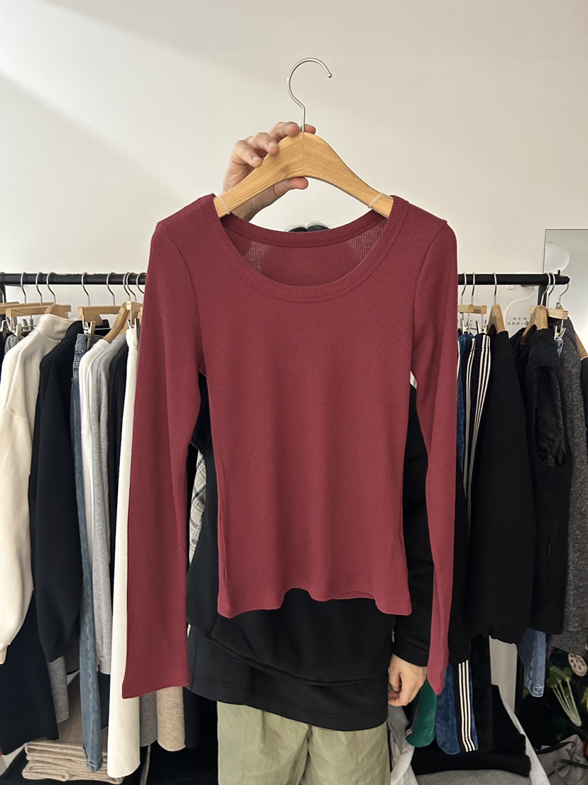 AS THOUGHT韓國代購㊣女士新款休閑25秋冬職業時尚長袖T恤AS THOUGHT長袖T恤圖色3