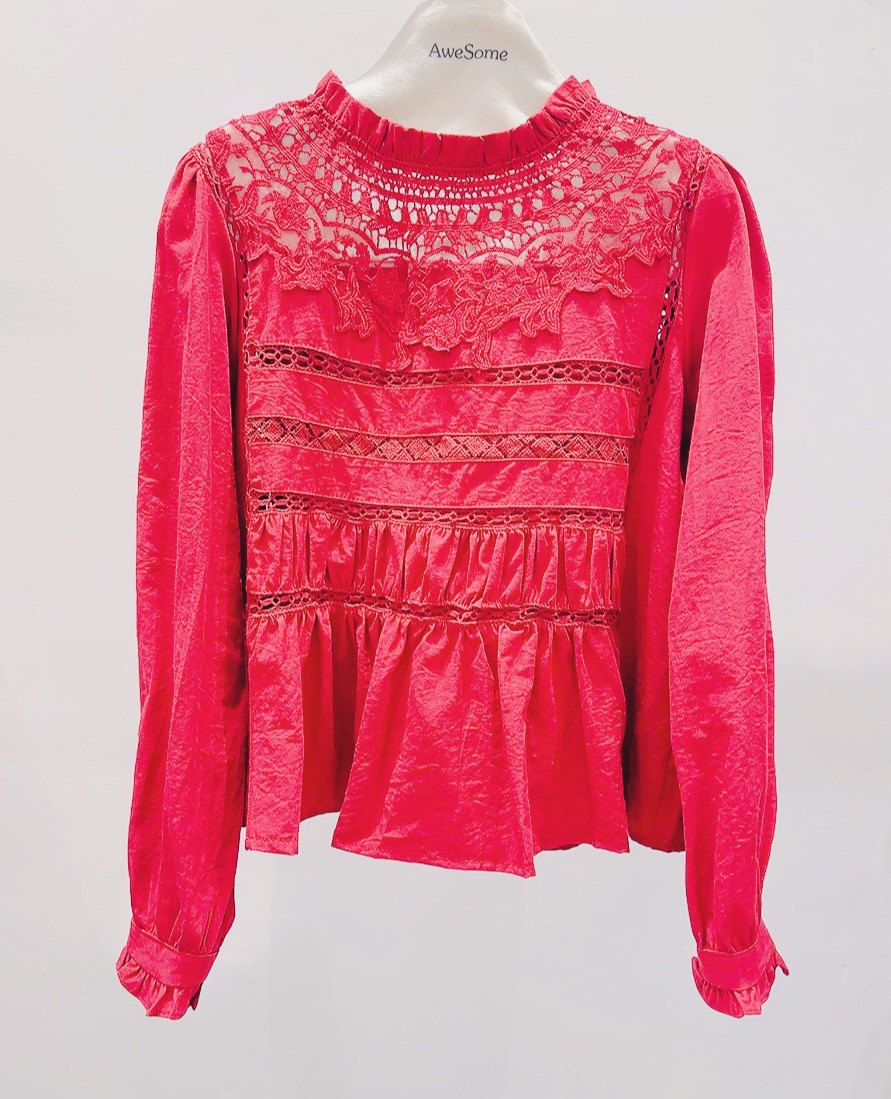 AWESOME-P東大門㊣直郵女士新款時尚25秋冬休閑襯衫蕾絲衫AWESOME-P襯衫/蕾絲衫