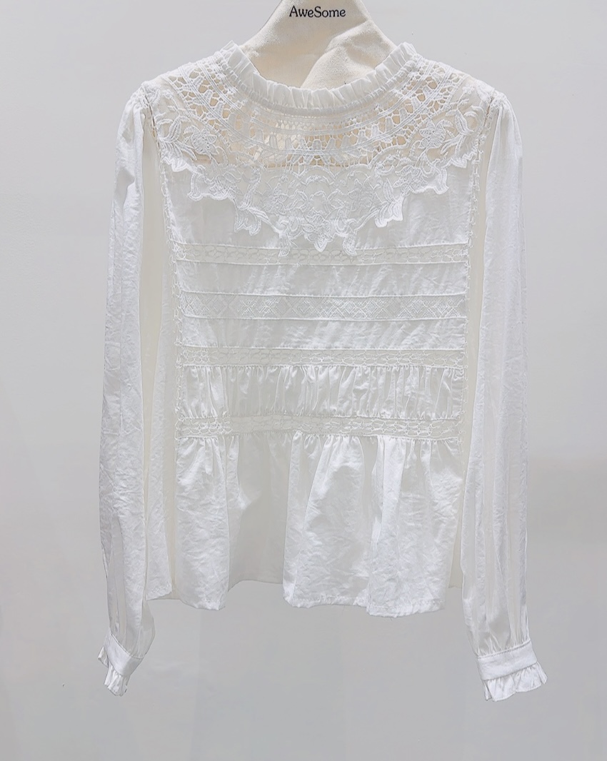 AWESOME-P東大門㊣直郵女士新款時尚25秋冬休閑襯衫蕾絲衫AWESOME-P襯衫/蕾絲衫圖色2