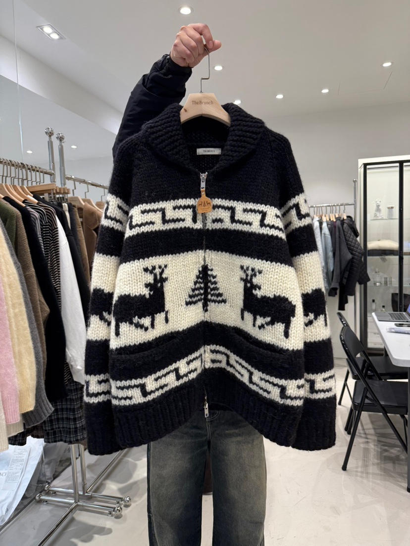 THE BRUNCH東大門㊣代購女士新款真品25秋冬時尚毛衣手工拉鏈THE BRUNCH毛衣圖色2