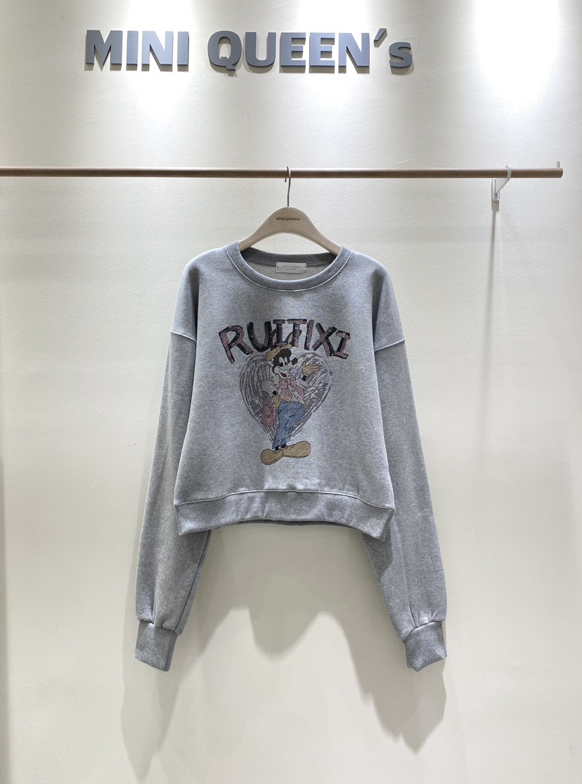 MINIQUEENS韓國直郵㊣女裝新款時尚熱賣真品休閑人氣衛衣加絨MINIQUEENS衛衣圖色2