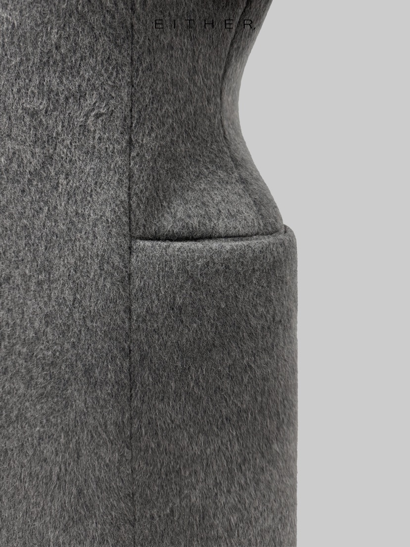 EITHER韓國代購㊣女士新品職業真品25秋冬休閑人氣中長款大衣EITHER中長款大衣