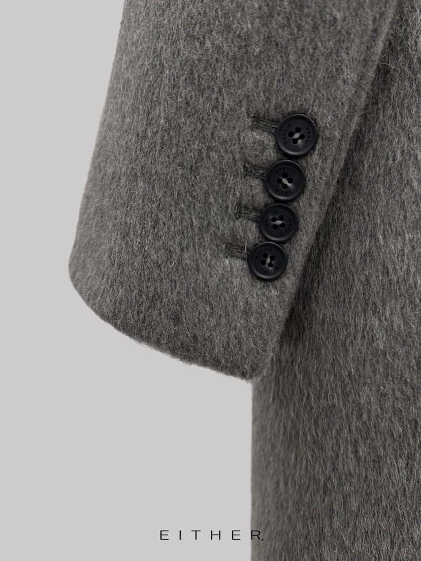 EITHER韓國代購㊣女士新品職業真品25秋冬休閑人氣中長款大衣EITHER中長款大衣