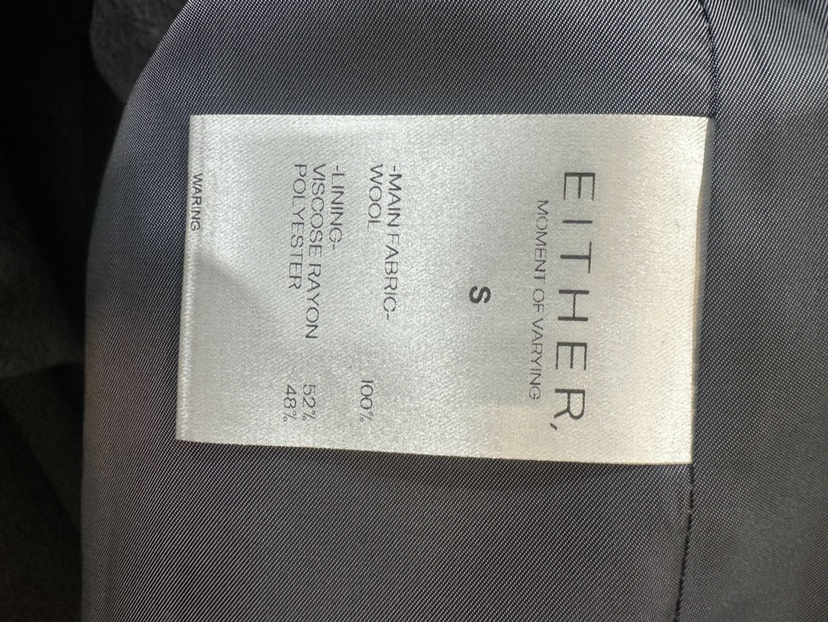 EITHER韓國代購㊣女士新品職業真品25秋冬休閑人氣中長款大衣EITHER中長款大衣