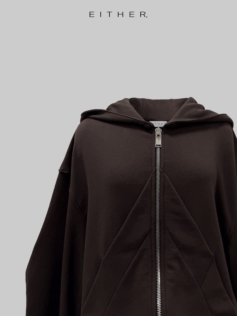 EITHER東大門㊣直郵女士新品25秋冬時尚推薦熱賣衛衣拉鏈兜帽EITHER衛衣