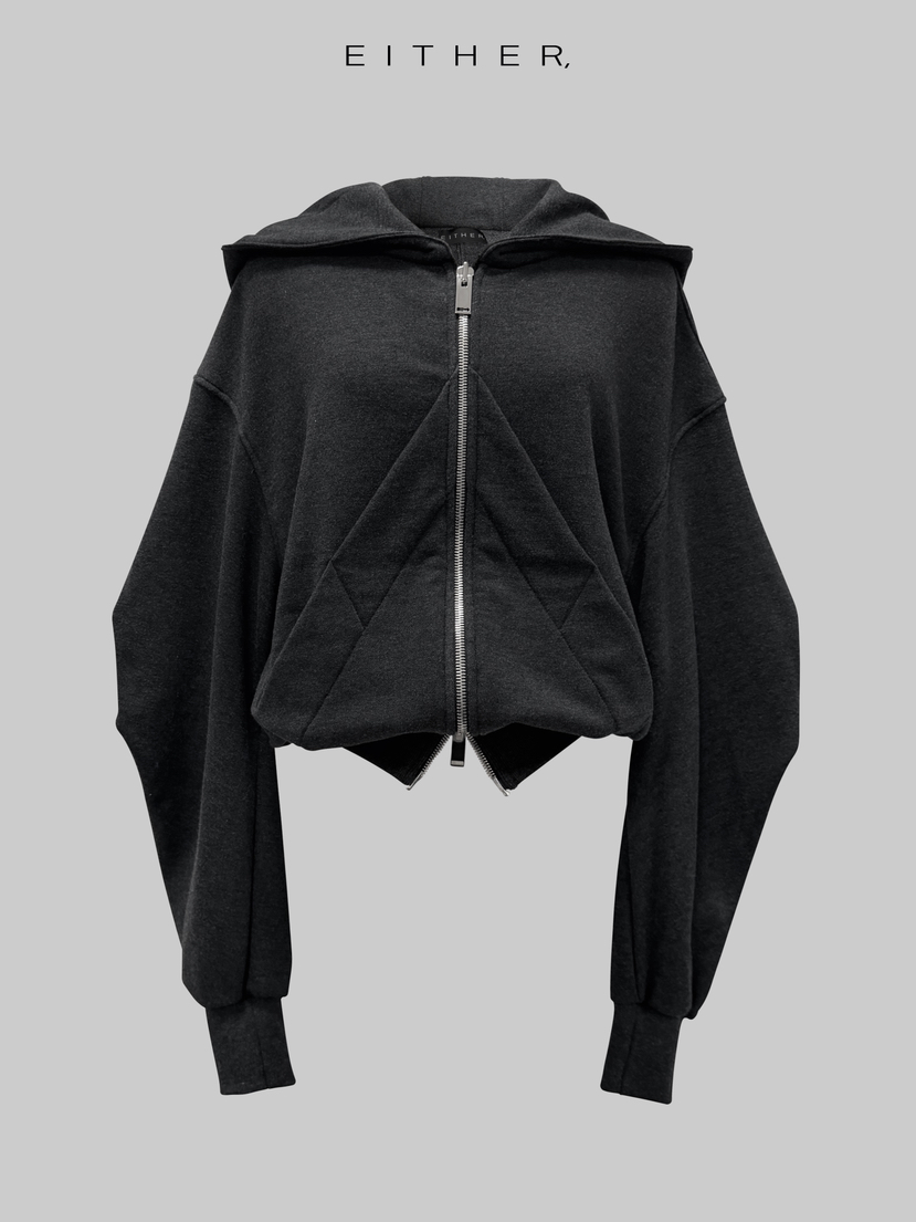 EITHER東大門㊣直郵女士新品25秋冬時尚推薦熱賣衛衣拉鏈兜帽EITHER衛衣圖色2墨