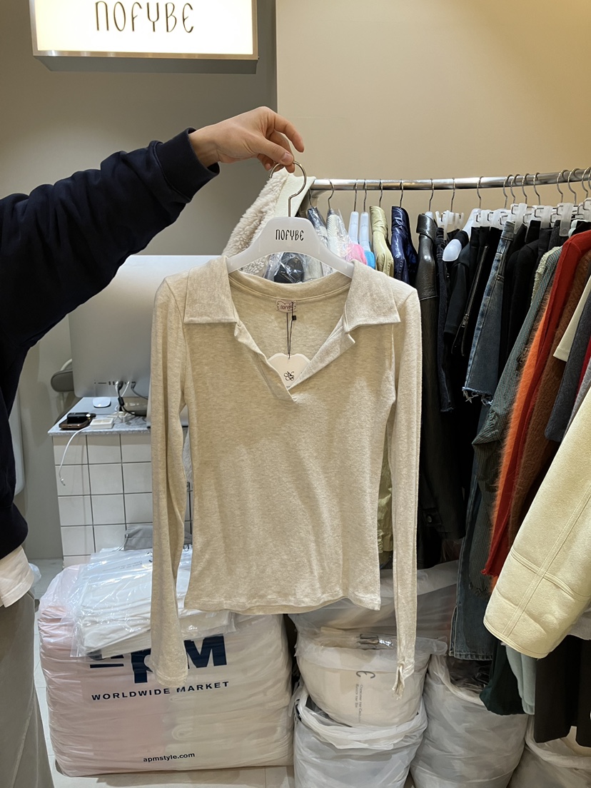 NOFYBE韓國直郵㊣女士新款職業25秋冬推薦真品人氣長袖T恤天絲NOFYBE長袖T恤圖色2