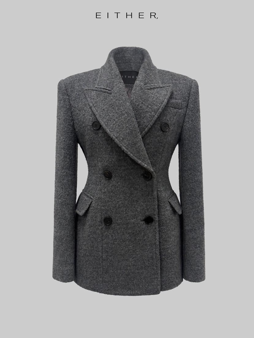 EITHER東大門㊣直郵女裝新款25秋冬熱賣時尚人氣職業休閑夾克EITHER夾克圖色2墨