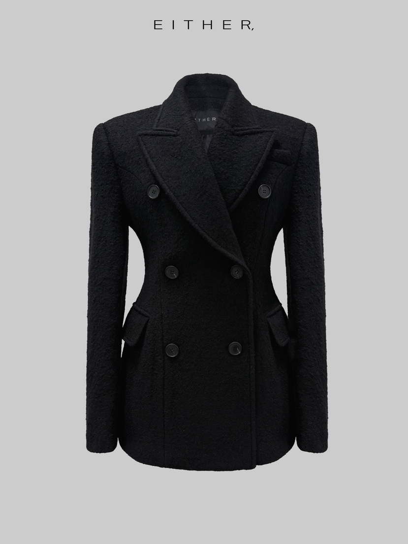 EITHER東大門㊣直郵女裝新款25秋冬熱賣時尚人氣職業休閑夾克EITHER夾克圖色3黑